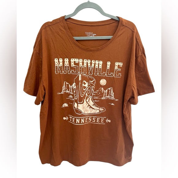 Nashville Tennessee Graphic T-Shirt Short Sleeves Brown Time and Tru XXXL (22) - Picture 1 of 9